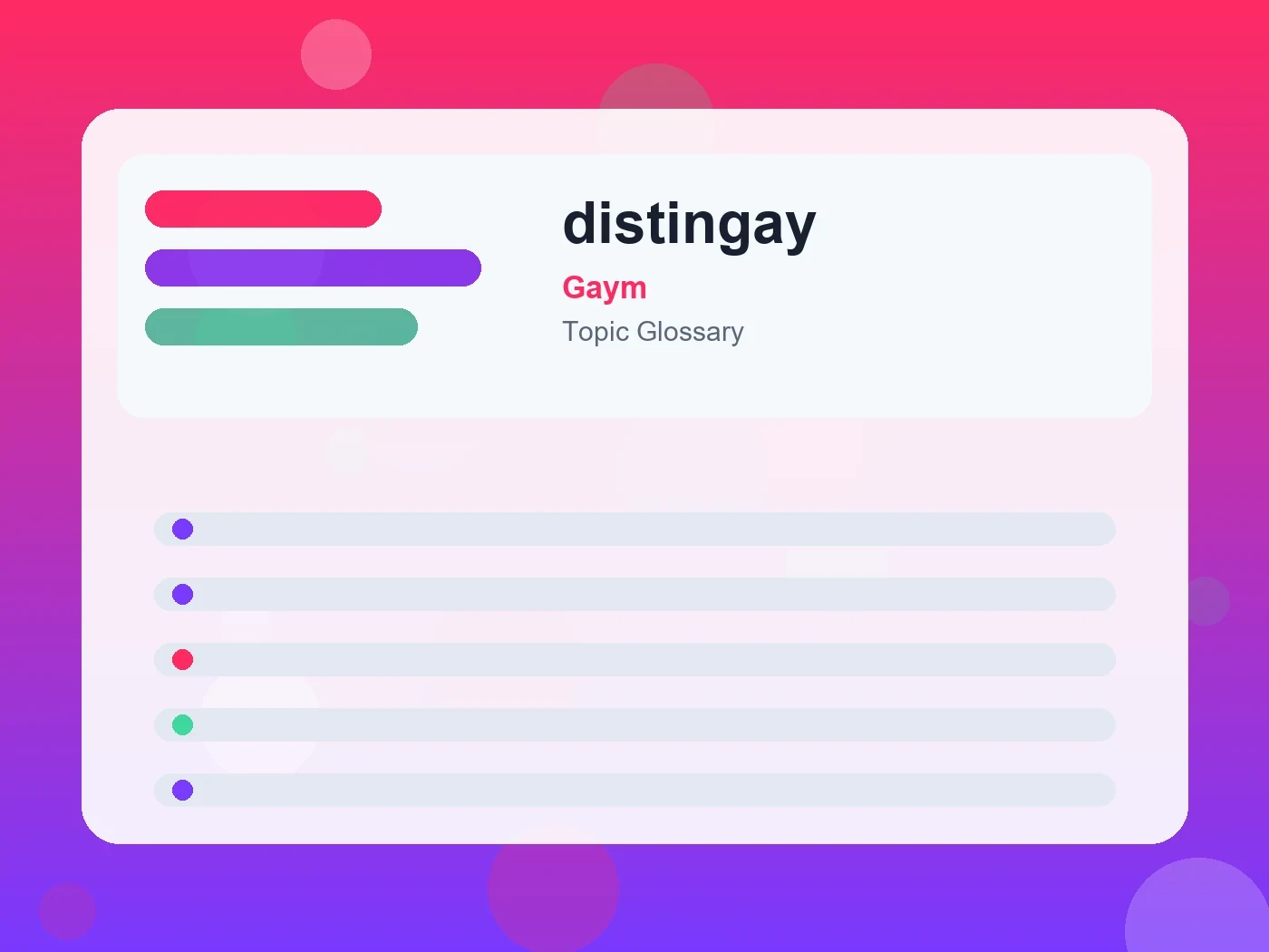 Gaym distingay guide visual
